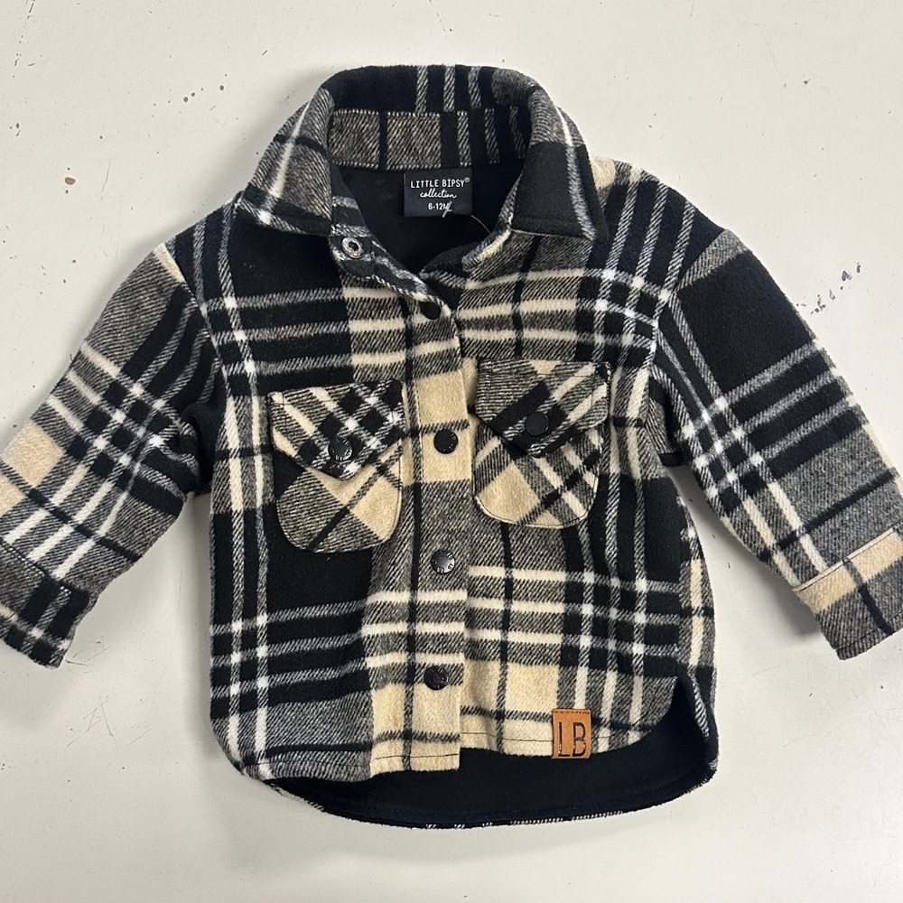 Little Bipsy Flannel Shacket Shirt Jacket Ash 6-12m